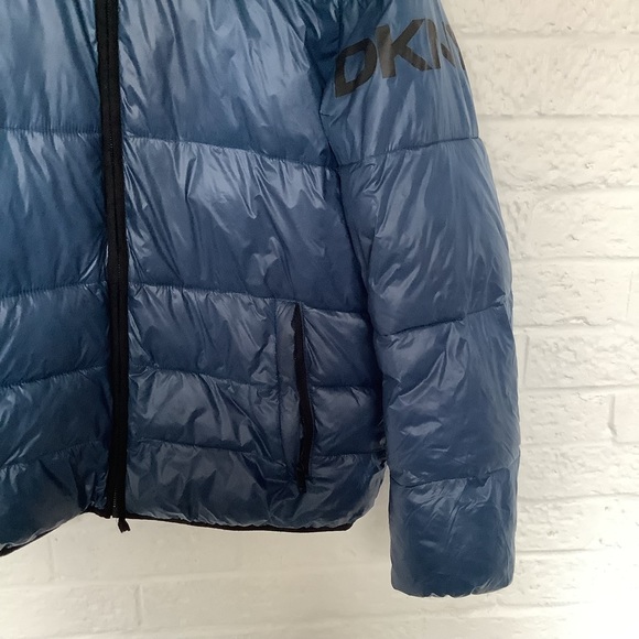 DKNY Puffer Jacket - Size L - Blue - Hooded - P2P 24” - Picture 4 of 8